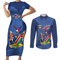 Custom Namibia Cricket Couples Matching Short Sleeve Bodycon Dress and Long Sleeve Button Shirt Go Eagles Est 1992 - Wonder Print Shop