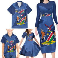 Custom Namibia Cricket Family Matching Long Sleeve Bodycon Dress and Hawaiian Shirt Go Eagles Est 1992 - Wonder Print Shop
