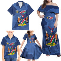 Custom Namibia Cricket Family Matching Off Shoulder Maxi Dress and Hawaiian Shirt Go Eagles Est 1992 - Wonder Print Shop