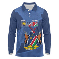 Custom Namibia Cricket Long Sleeve Polo Shirt Go Eagles Est 1992 - Wonder Print Shop