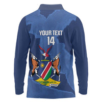 Custom Namibia Cricket Long Sleeve Polo Shirt Go Eagles Est 1992 - Wonder Print Shop