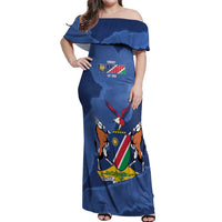 Custom Namibia Cricket Off Shoulder Maxi Dress Go Eagles Est 1992 - Wonder Print Shop