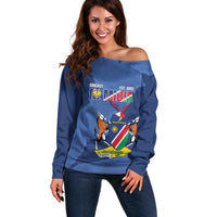 Custom Namibia Cricket Off Shoulder Sweater Go Eagles Est 1992 - Wonder Print Shop