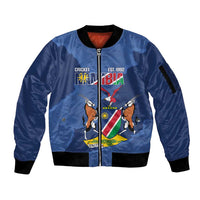Custom Namibia Cricket Sleeve Zip Bomber Jacket Go Eagles Est 1992 - Wonder Print Shop