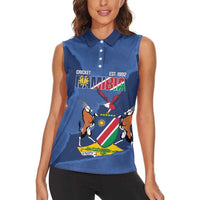 Custom Namibia Cricket Women Sleeveless Polo Shirt Go Eagles Est 1992 - Wonder Print Shop