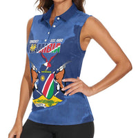 Custom Namibia Cricket Women Sleeveless Polo Shirt Go Eagles Est 1992 - Wonder Print Shop