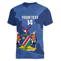 Custom Namibia Cricket Women V-Neck T-Shirt Go Eagles Est 1992 - Wonder Print Shop