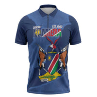 Custom Namibia Cricket Zipper Polo Shirt Go Eagles Est 1992 - Wonder Print Shop