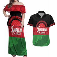 Custom Malawi Cricket Couples Matching Off Shoulder Maxi Dress and Hawaiian Shirt Go Champions Flag Style - Wonder Print Shop