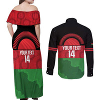 Custom Malawi Cricket Couples Matching Off Shoulder Maxi Dress and Long Sleeve Button Shirt Go Champions Flag Style - Wonder Print Shop