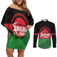 Custom Malawi Cricket Couples Matching Off Shoulder Short Dress and Long Sleeve Button Shirt Go Champions Flag Style - Wonder Print Shop