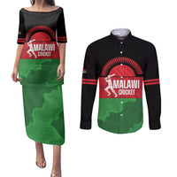 Custom Malawi Cricket Couples Matching Puletasi and Long Sleeve Button Shirt Go Champions Flag Style - Wonder Print Shop