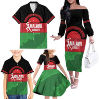 Custom Malawi Cricket Family Matching Off The Shoulder Long Sleeve Dress and Hawaiian Shirt Go Champions Flag Style - Wonder Print Shop