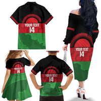 Custom Malawi Cricket Family Matching Off The Shoulder Long Sleeve Dress and Hawaiian Shirt Go Champions Flag Style - Wonder Print Shop