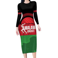 Custom Malawi Cricket Long Sleeve Bodycon Dress Go Champions Flag Style - Wonder Print Shop