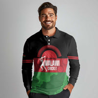 Custom Malawi Cricket Long Sleeve Polo Shirt Go Champions Flag Style - Wonder Print Shop