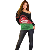 Custom Malawi Cricket Off Shoulder Sweater Go Champions Flag Style - Wonder Print Shop