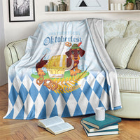 Germany Oktoberfest Blanket Dachshund Beer and Bavarian Pretzel