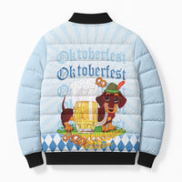 Germany Oktoberfest Bomber Puffer Jacket Dachshund Beer and Bavarian Pretzel