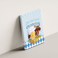 Germany Oktoberfest Canvas Wall Art Dachshund Beer and Bavarian Pretzel