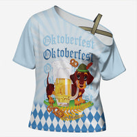 Germany Oktoberfest Cross Shoulder Shirt Dachshund Beer and Bavarian Pretzel
