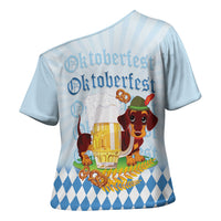 Germany Oktoberfest Cross Shoulder Shirt Dachshund Beer and Bavarian Pretzel