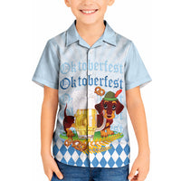 Germany Oktoberfest Kid Hawaiian Shirt Dachshund Beer and Bavarian Pretzel
