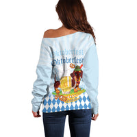 Germany Oktoberfest Off Shoulder Sweater Dachshund Beer and Bavarian Pretzel