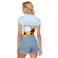 Germany Oktoberfest Raglan Cropped T Shirt Dachshund Beer and Bavarian Pretzel