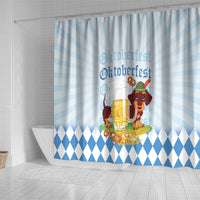 Germany Oktoberfest Shower Curtain Dachshund Beer and Bavarian Pretzel