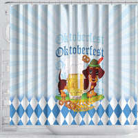Germany Oktoberfest Shower Curtain Dachshund Beer and Bavarian Pretzel