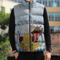 Germany Oktoberfest Sleeveless Puffer Jacket Dachshund Beer and Bavarian Pretzel