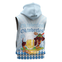 Germany Oktoberfest Sleeveless Zip Hoodie Dachshund Beer and Bavarian Pretzel