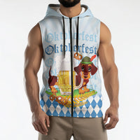 Germany Oktoberfest Sleeveless Zip Hoodie Dachshund Beer and Bavarian Pretzel