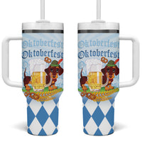 Germany Oktoberfest Tumbler With Handle Dachshund Beer and Bavarian Pretzel