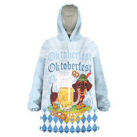 Germany Oktoberfest Wearable Blanket Hoodie Dachshund Beer and Bavarian Pretzel