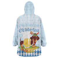 Germany Oktoberfest Wearable Blanket Hoodie Dachshund Beer and Bavarian Pretzel