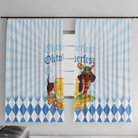 Germany Oktoberfest Window Curtain Dachshund Beer and Bavarian Pretzel