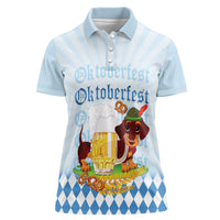 Germany Oktoberfest Women Polo Shirt Dachshund Beer and Bavarian Pretzel