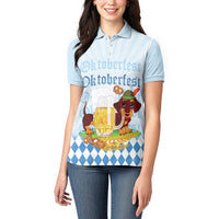 Germany Oktoberfest Women Polo Shirt Dachshund Beer and Bavarian Pretzel