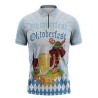 Germany Oktoberfest Zipper Polo Shirt Dachshund Beer and Bavarian Pretzel