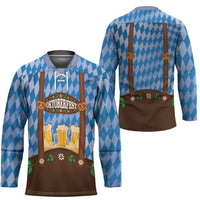 Lederhosen Oktoberfest Hockey Jersey Beers Bavarian Diamond Pattern