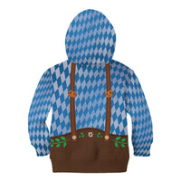Lederhosen Oktoberfest Kid Hoodie Beers Bavarian Diamond Pattern