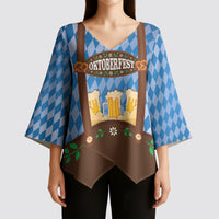 Lederhosen Oktoberfest Kimono Sleeve Blouse Beers Bavarian Diamond Pattern