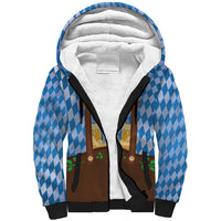 Lederhosen Oktoberfest Sherpa Hoodie Beers Bavarian Diamond Pattern