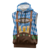 Lederhosen Oktoberfest Sleeveless Hoodie Beers Bavarian Diamond Pattern