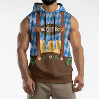 Lederhosen Oktoberfest Sleeveless Hoodie Beers Bavarian Diamond Pattern