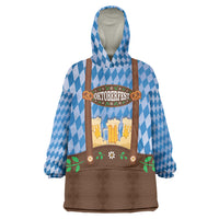 Lederhosen Oktoberfest Wearable Blanket Hoodie Beers Bavarian Diamond Pattern