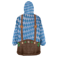 Lederhosen Oktoberfest Wearable Blanket Hoodie Beers Bavarian Diamond Pattern