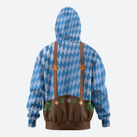 Lederhosen Oktoberfest Zip Hoodie Beers Bavarian Diamond Pattern